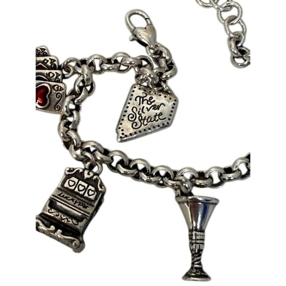 BRIGHTON VIVA LAS VEGAS NEVADA STATE SILVER TONE 7.5”-8.5”CHARM BRACELET - Picture 5 of 7